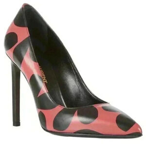 Saint Laurent YSL Pumps Big Heart Paris Pointed Toe Stiletto Leather Heels 37 7